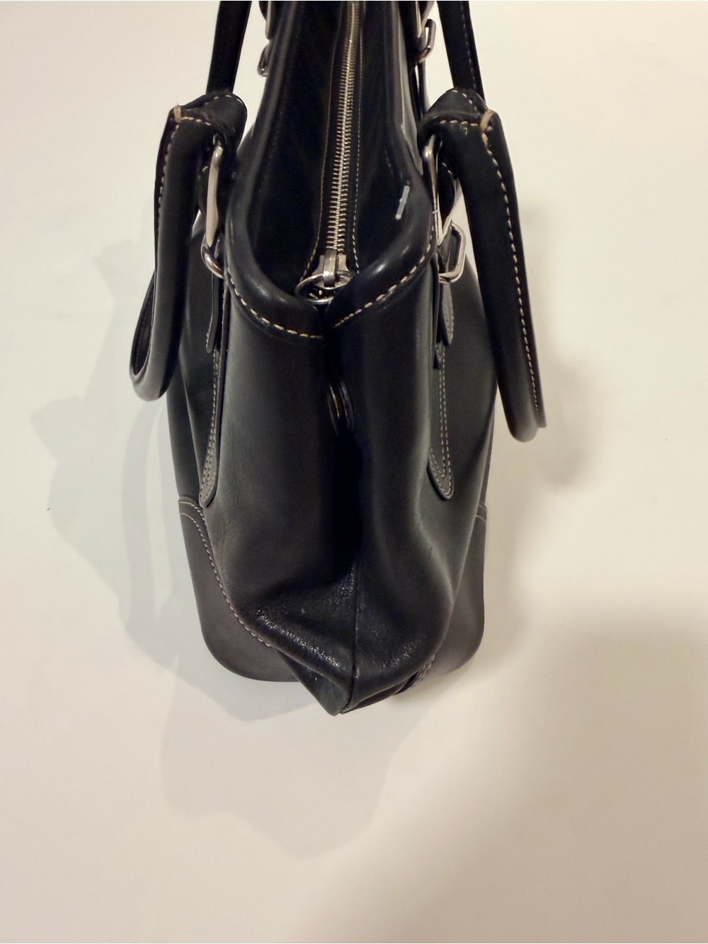 Vintage Coach Black Leather Hampton Satchel Bag Y2K Buckle Shoulder Purse - Picture 6 of 15